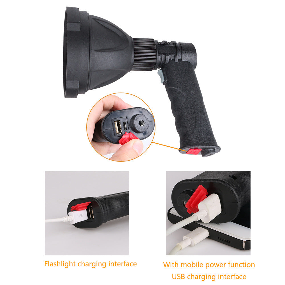 Cross-border new L2 handheld searchlight USB charging with output large light cup outdoor waterproof LED strong light flashlight