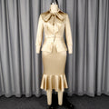 elegancesatin skirt suit bowsilm waist suit outwear mermaid hip covering two-piece set