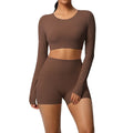 fashionpure color double-sided nylon brushed with chest pad yoga suit sports running fitness two-piece set for women