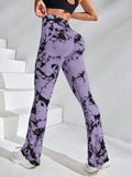 Tie-dye yoga pants, tie-dye bell-bottom pants, tie-dye yoga pants, sports fitness wear, moisture-wicking, high-elasticity butt lift for women