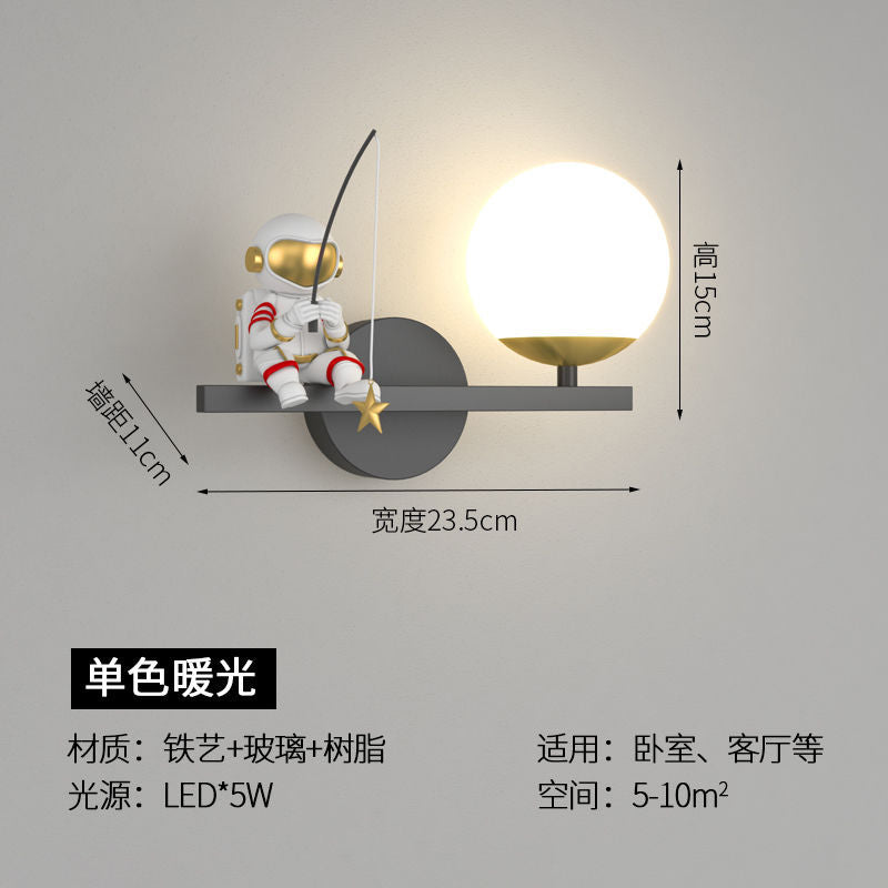 Wall lamp bedroom bedside wall lamp creative casual modern kids room moon astronaut living room popular wall lamp