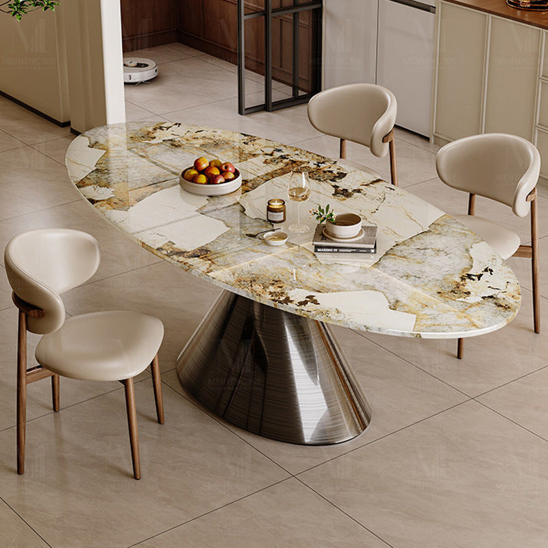 Optional board new arrival marble dining table large apartment natural luxury stone black rose classy oval luxury dining table and chairs