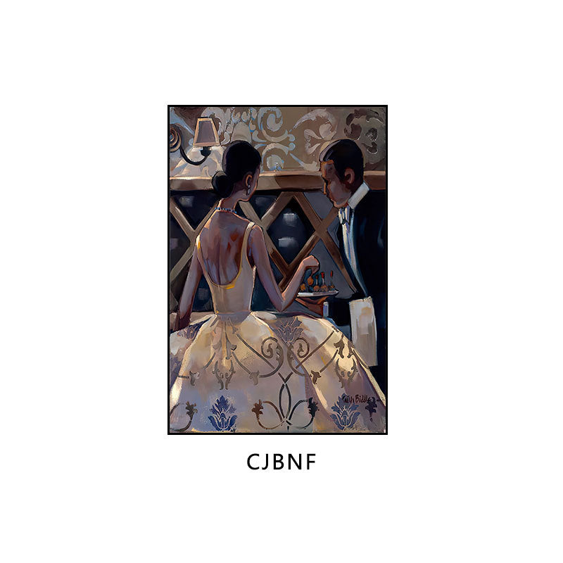 Industrial style bar decorative painting American retro beautiful woman oil painting ktv box hanging painting western restaurant cafe mural