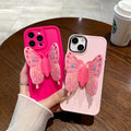 "sky eye" frame compatible with apple 16 pro folding butterfly stand phone case, iphone 11/12 solid color protective cover