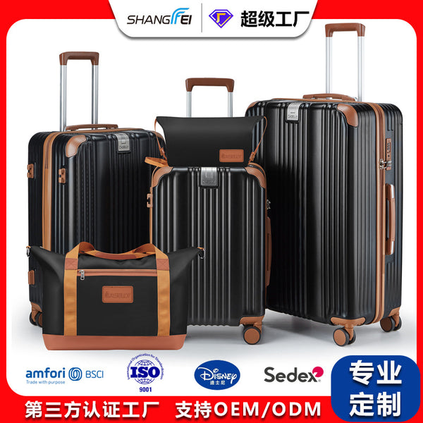 Wholesale  ABS + PC luggage five-piece set TSA password trolley case silent universal wheel boarding suitcase