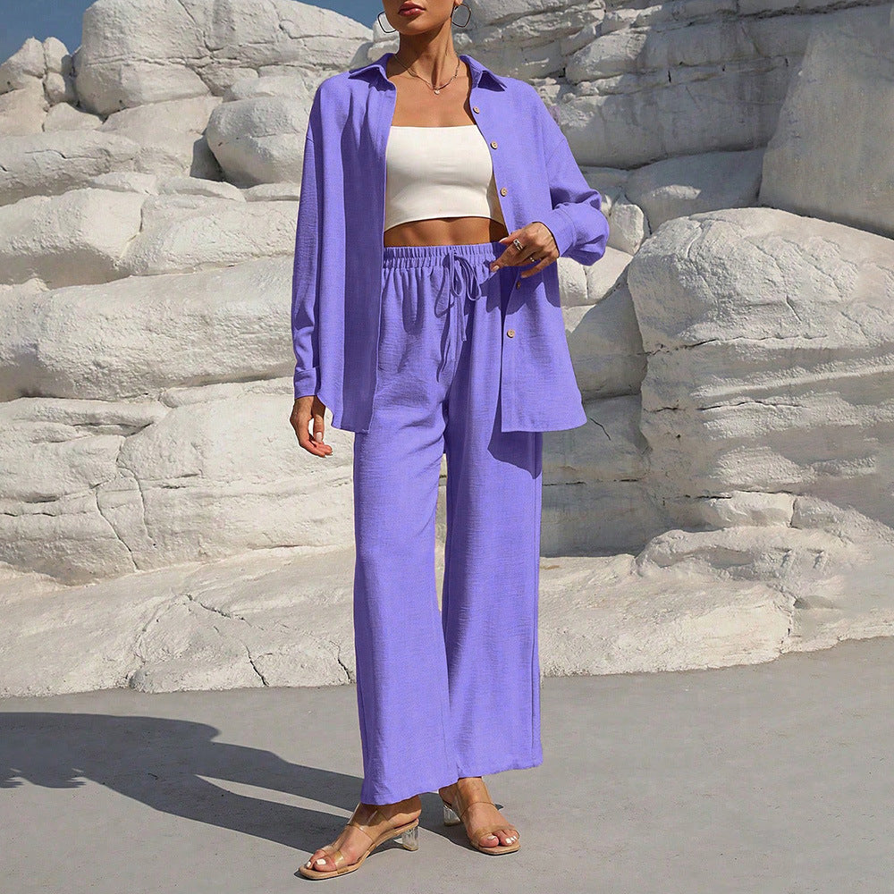 European and american cross-border  summer new arrival: loose-fit two-piece set with wide-leg pants - casual outfit for wholesale export