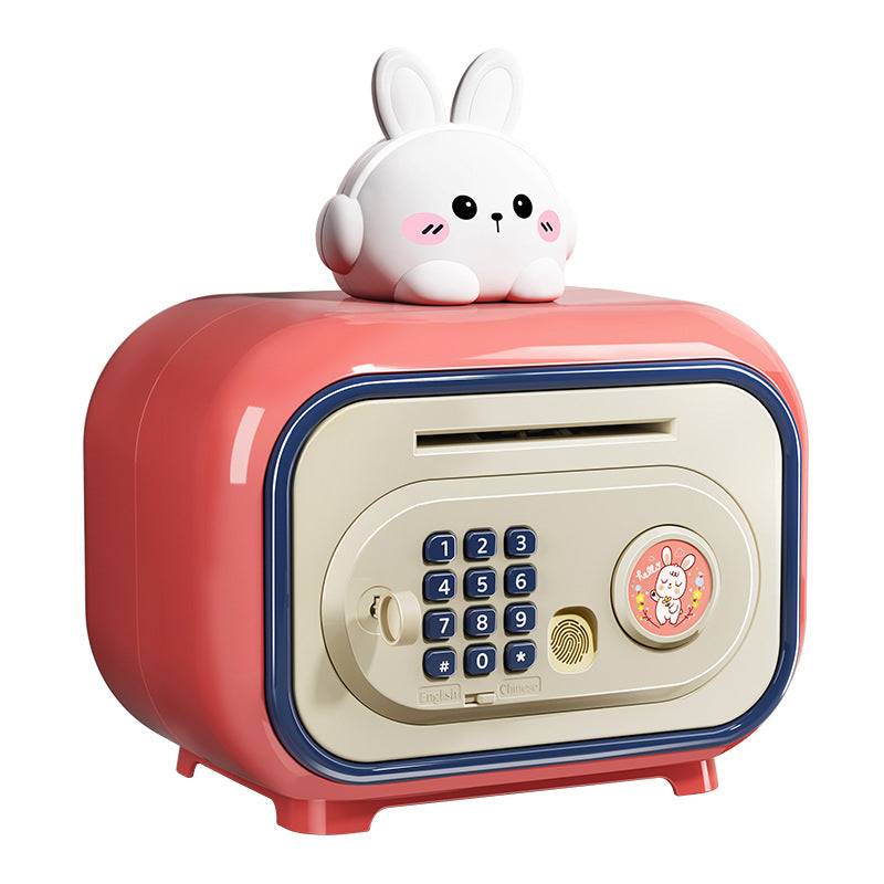 New children's cartoon piggy bank - large capacity, multi-functional, dual-mode unlocking, automatic induction money rolling savings toy