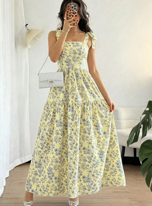european and american summer  bohemian print sundress