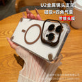 Suitable for apple 17pro metal lens holder magnetic phone case iphone14 four-corner airbag transparent hard case
