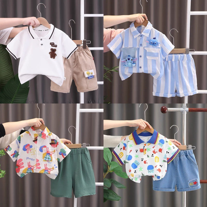 Boys' summer short-sleeve outfit:  new arrival - stylish, breathable clothing for little boys, trendy two-piece summer set
