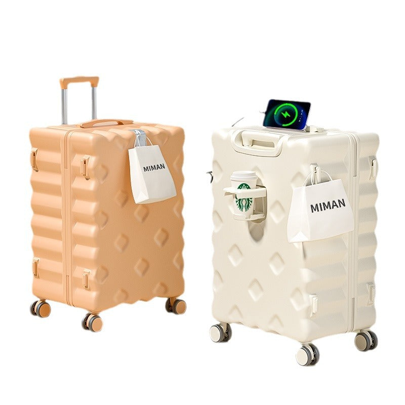 Large-capacity suitcase female 2024 new suitcase 20-inch boarding rod password leather case universal wheel parent-child