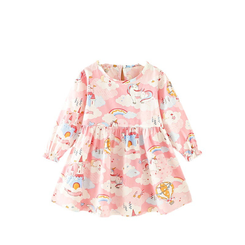 Girls' autumn dresses: simple spring/autumn dresses for toddlers and young children, korean style princess dresses, baby dresses for autumn and winter