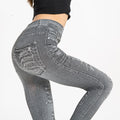 Wish hot-selling summer distressed print faux denim leggings -  cross-border hot seller, thin, high-stretch, all-in-one pants