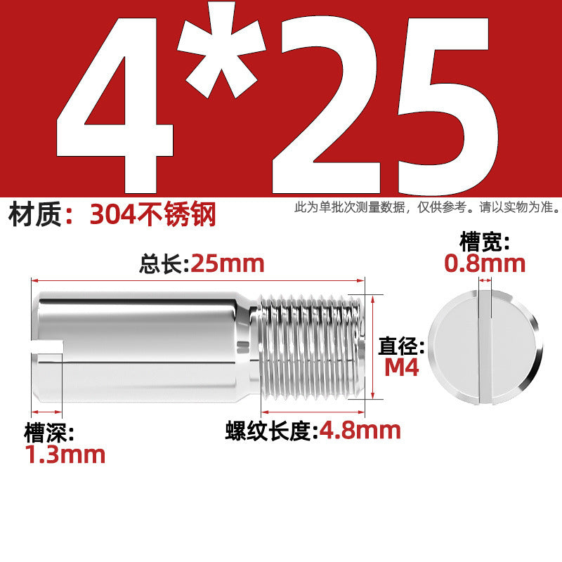 304 stainless steel GB878 one-character groove external thread cylindrical pin positioning pin M2M2.5M3M4M5M6M8M10