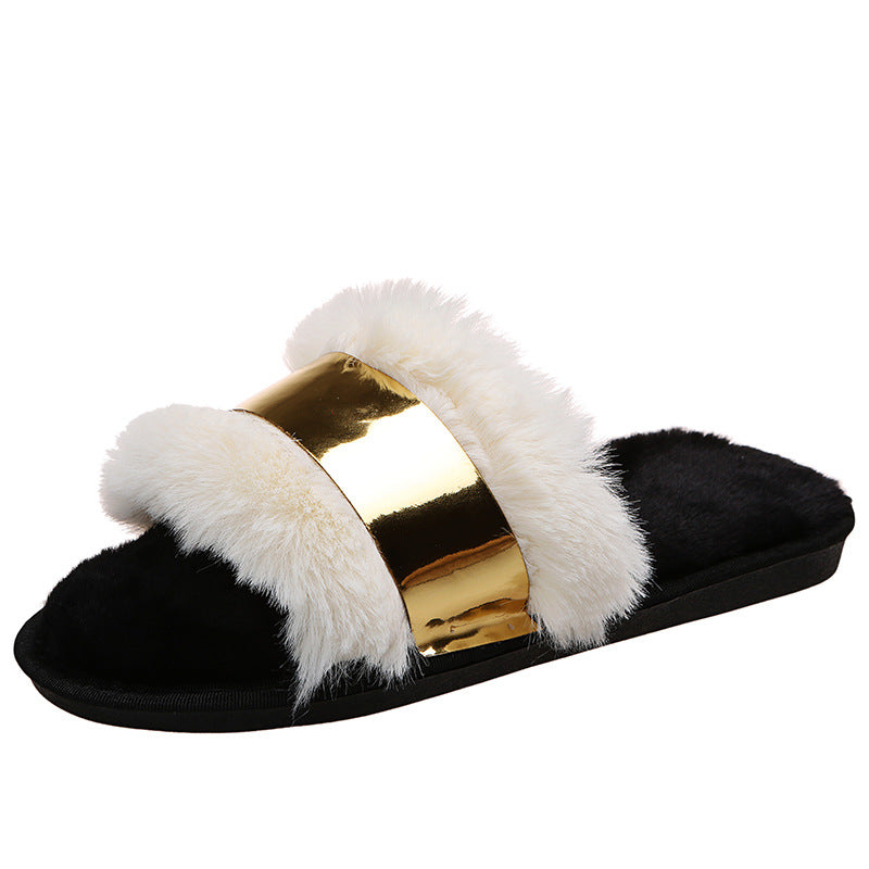 Export fashion outwear fur slippers women's plus sizeflats indoor heattech flip-flops women's stuffedflats sandals