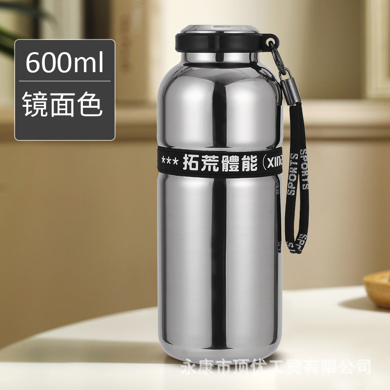 316 double-layer vacuum sports thermal water cup outdoor cycling hiking water bottle with rope popular cup engraved logo
