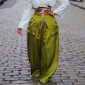 spring/summer new fashion women's casual wide-leg pants with detachable 3d pockets - instagram style