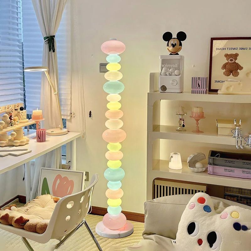 Candy string rainbow floor lamp - creative macaron colorful bedroom table lamp - glass living room stackable sugar ambient light