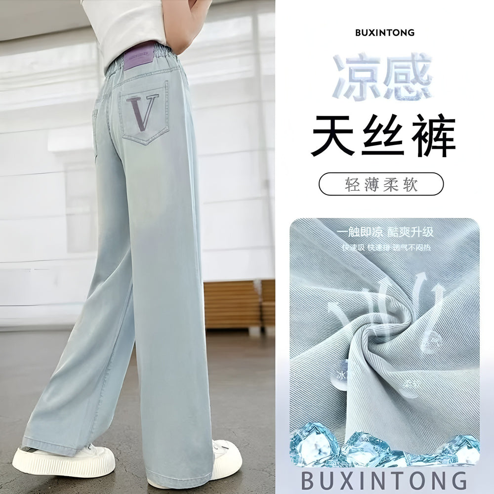 Girls' tencel denim pants - new summer  collection - lightweight anti-mosquito pants for middle school and older girls