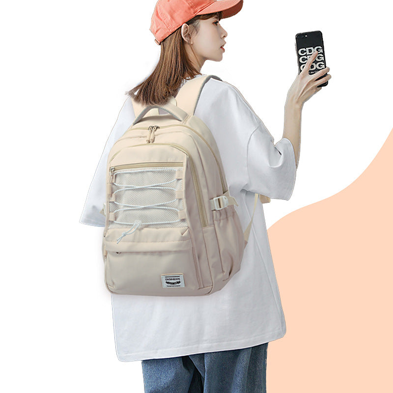 New fashion canvas bag, male and female junior high school school bag, high school student college student backpack, large capacity cute backpack.