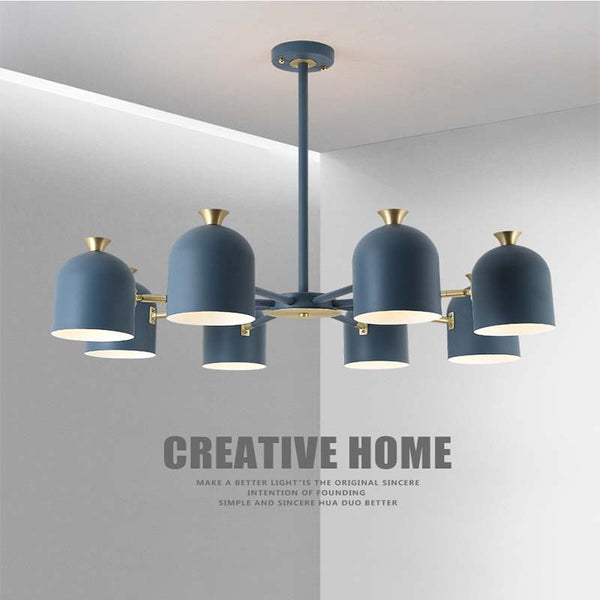 Nordic style wrought iron macaron chandelier, living room, bedroom, children's room, pink lamps, personalized creativity, simple and modern