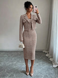 Exportfashionaccessible luxurywork clothing bouclé suitlong sleeves lapelshortoutwearmatching silm suspender slimming look skirt