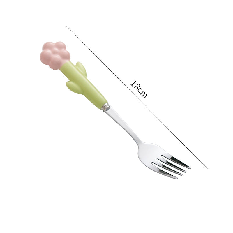 Creative stainless steel cutlery with ceramic handles - kids' dessert forks, multi-purpose western dinnerware, sunflower steak knife