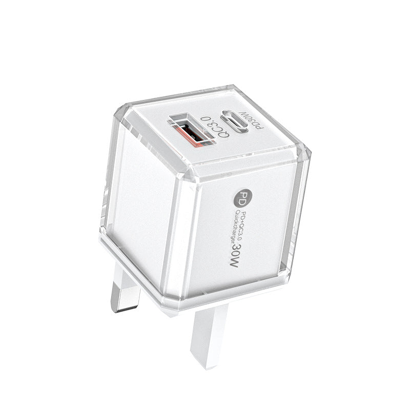 Big ice cube a+c macaron european, american and british mobile phone fast charging head qc3.0+pd20w dual-port cross-border supply