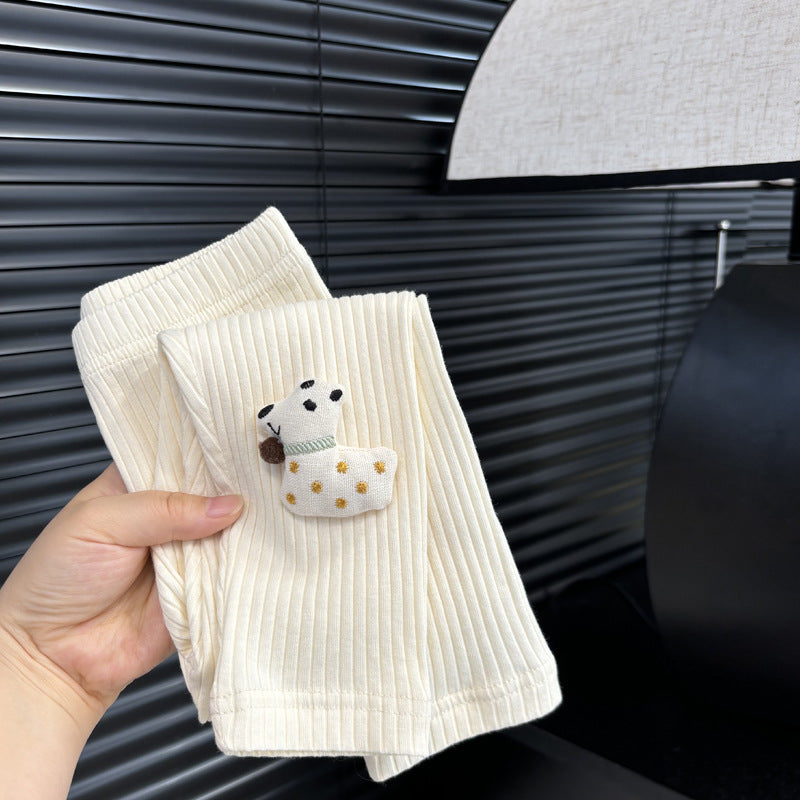 Girls' spring/autumn new leggings - cartoon 3d puppy design, stylish and trendy casual pants, can be worn as outerwear, hot-selling fashion item