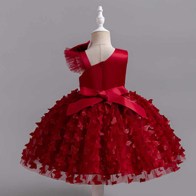 Amazon's new children's clothing skirt butterfly children's dress puffy mesh princess dress little girl model catwalk dress