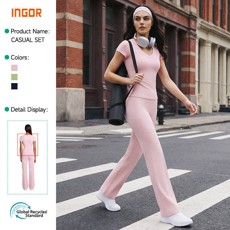 Eco-friendly fabric, barely-there feel, slimming yoga set - casual outdoor activewear, high-waisted butt-lifting fitness yoga pants for women