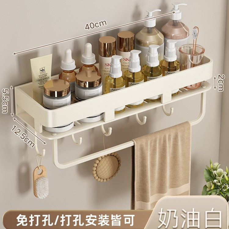 Space Aluminum Cream Wind Toilet Wash Desk Shelf No Punching Toilet Bathroom Toilet Wall Hanging Storage Rack