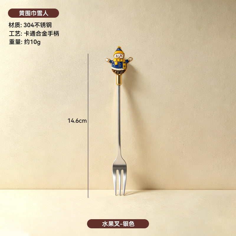 304 stainless steel luxury style creative christmas tableware coffee spoon afternoon tea dessert spoon fruit fork wholesale