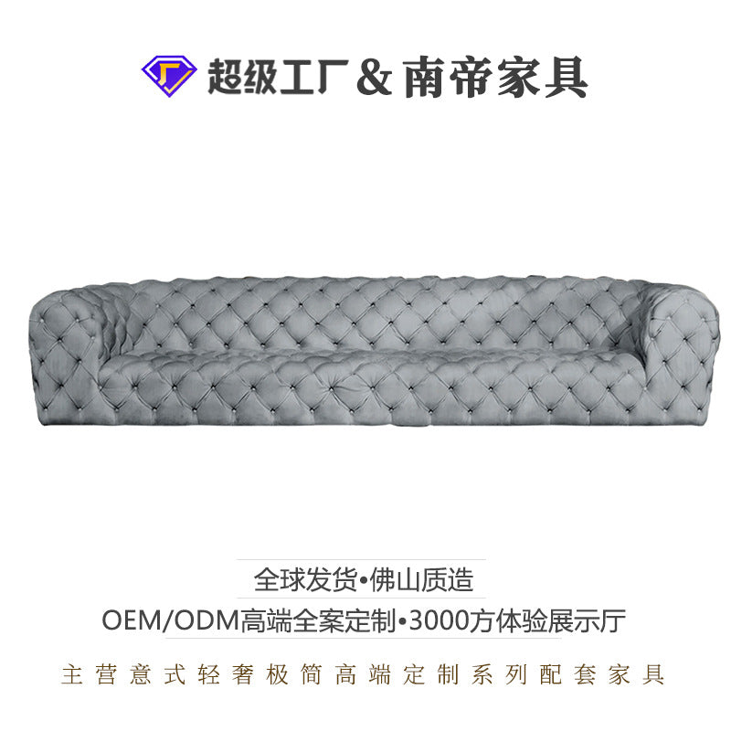 Foshan italian light luxury nubuck leather sofa american stylecasual living room nubuck velvet full buckle sofa furniture wholesale