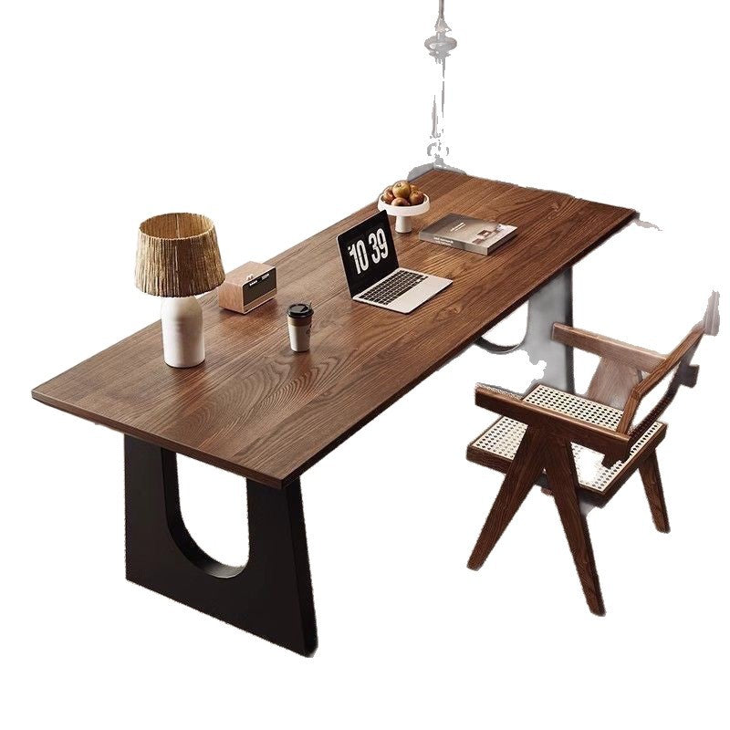 Walnut-colored living room desk, large workbench, large board dining desk, integrated conference desk, solid wood dining table
