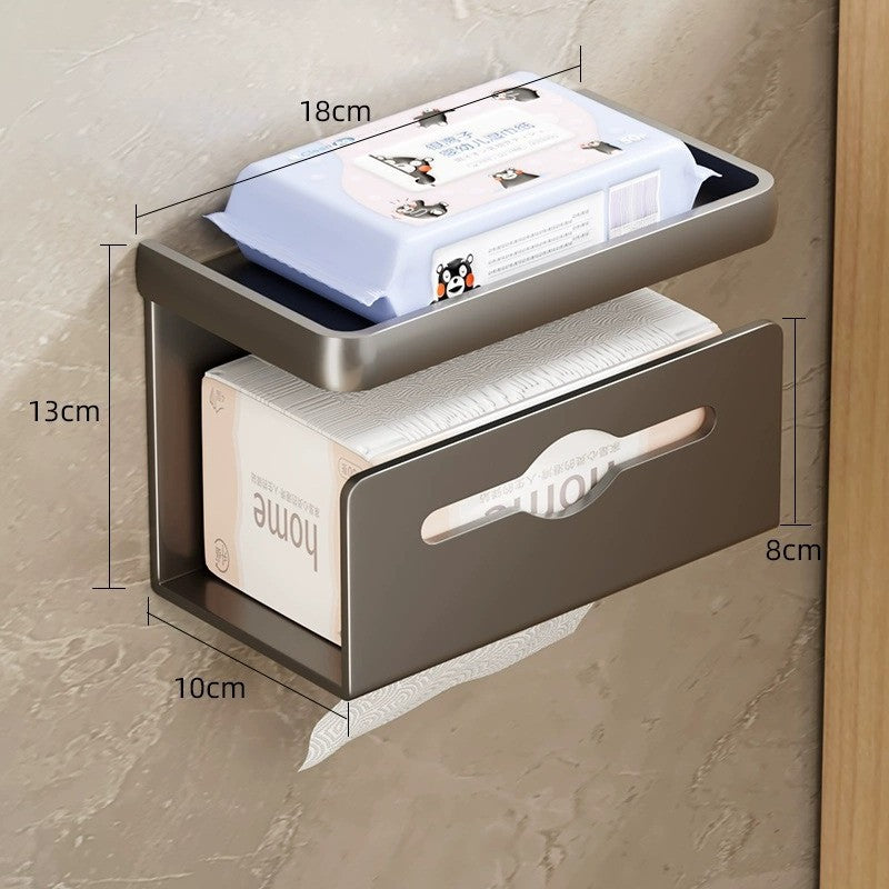 Bathroom tissue box roll paper wall-mounted toilet paper dispenser bathroom punch-free toilet paper holder washroom storage rack