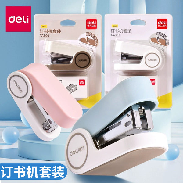 Deli Mini Stapler Small Student Stapler Portable Household Labor-saving Stapler Set Wholesale