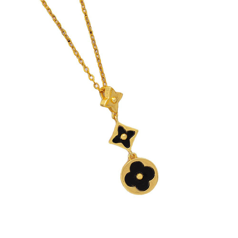 [set] cross-border light luxury four-leaf clover necklace women's earrings bracelet high-end niche fashion exquisite pendant jewelry