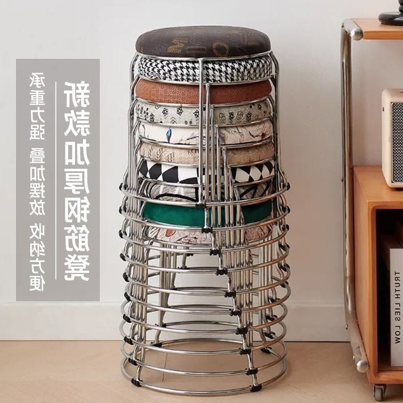 Soft stool, durable shoe changing stool, casual stool, for home bench, solid wood surface low stool, round stool, thickened steel stool