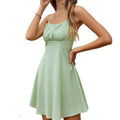 european and american women's clothing: fresh & sweet cinched-waist cami mini dress, a-line swing dress