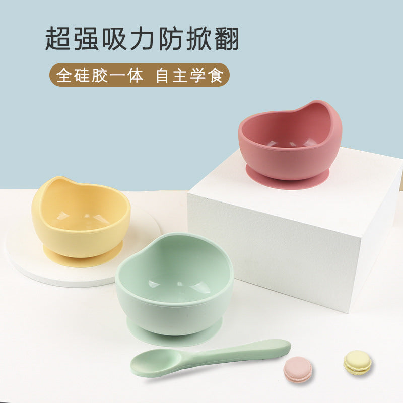 Baby silicone bowl kids' tableware food supplement bowl suction bowl maternity and infant supplies silicone plate cross-border hot seller