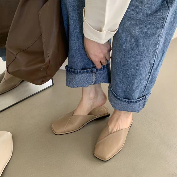 Women's slippers for outwear, 2023 new summer half slippers, women's shoes, fashion mules, internet celebrity sandals, ins trend