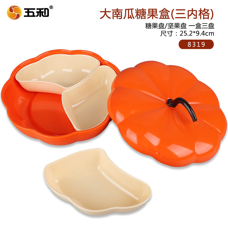 Guofeng Candy Box Snack Storage Box with Lid Creative Grid Box Living Room Chinese New Year Household Dried Fruit Box Nut Plate