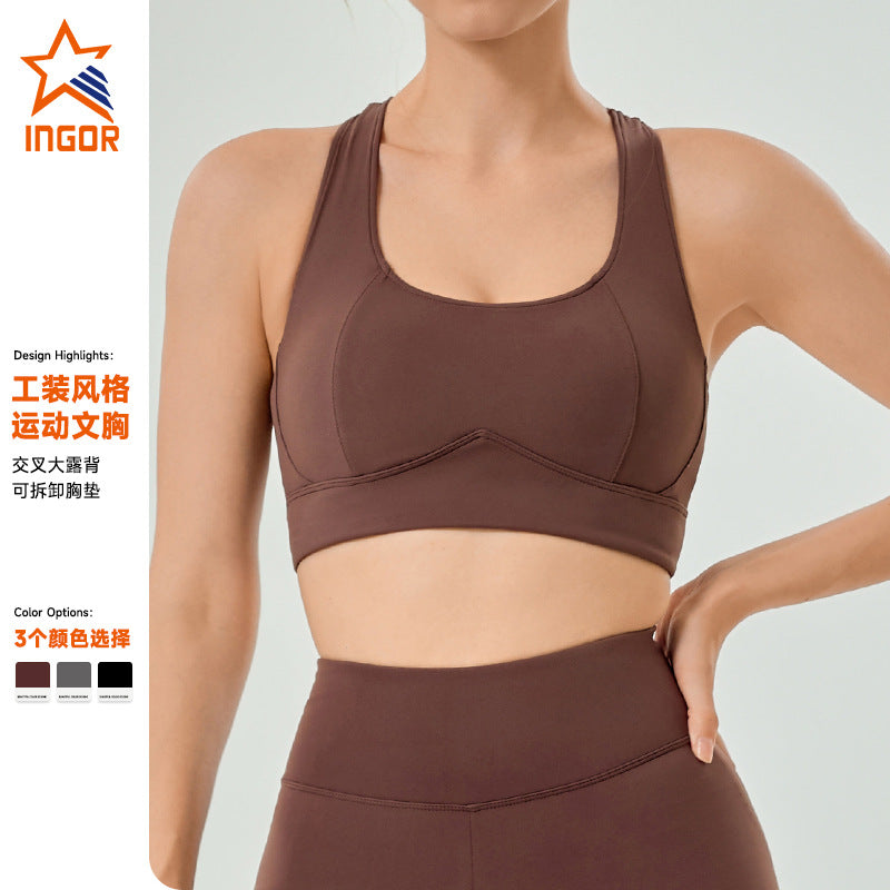 New arrival outdoor fitness bra yoga wear tops women's summer slimming look beautiful back yoga vest with chest pad sports intimates