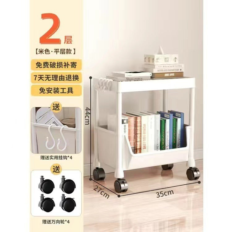 Mobile cart for home snacks, multi-tier storage shelf, living room bookshelf, mobile kitchen fruit and vegetable cart