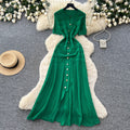 exportelegance style pure color single breasted knittingdress women's summerk-style silm slit long skirt dres