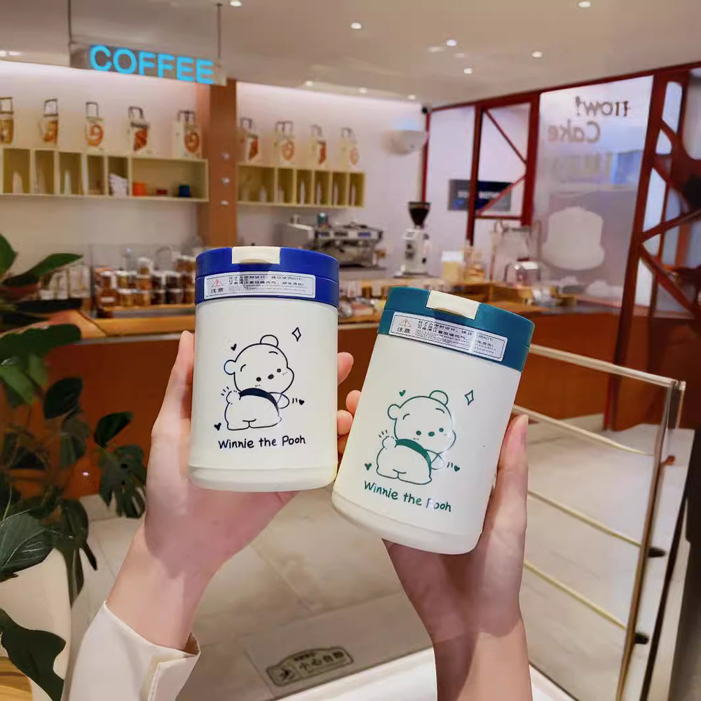 Cute bear straw glass cup - trendy ins style kids' water bottle - perfect for grand opening promotions & custom logo gifts