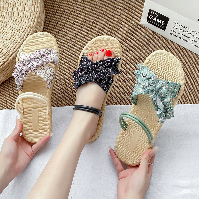 Best sellingflats sandals women's summer fashion fairy style with skirt new arrivalfrench beach two wear sandals
