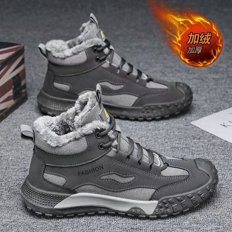 Best sellingmen's martin cotton shoes 2025 fleece-linedthickenedheattech workwear cotton shoes non-slipabrasion resistant outdoor high top cotton shoes