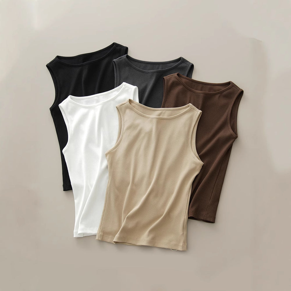 cross-border  spring/summer pure cotton tank top - off-the-shoulder halter neck slimming sleeveless undershirt camisole top for women